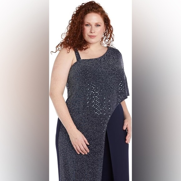 R & M Richards Black Knit One ShoulderJumpsuit - Picture 7 of 12